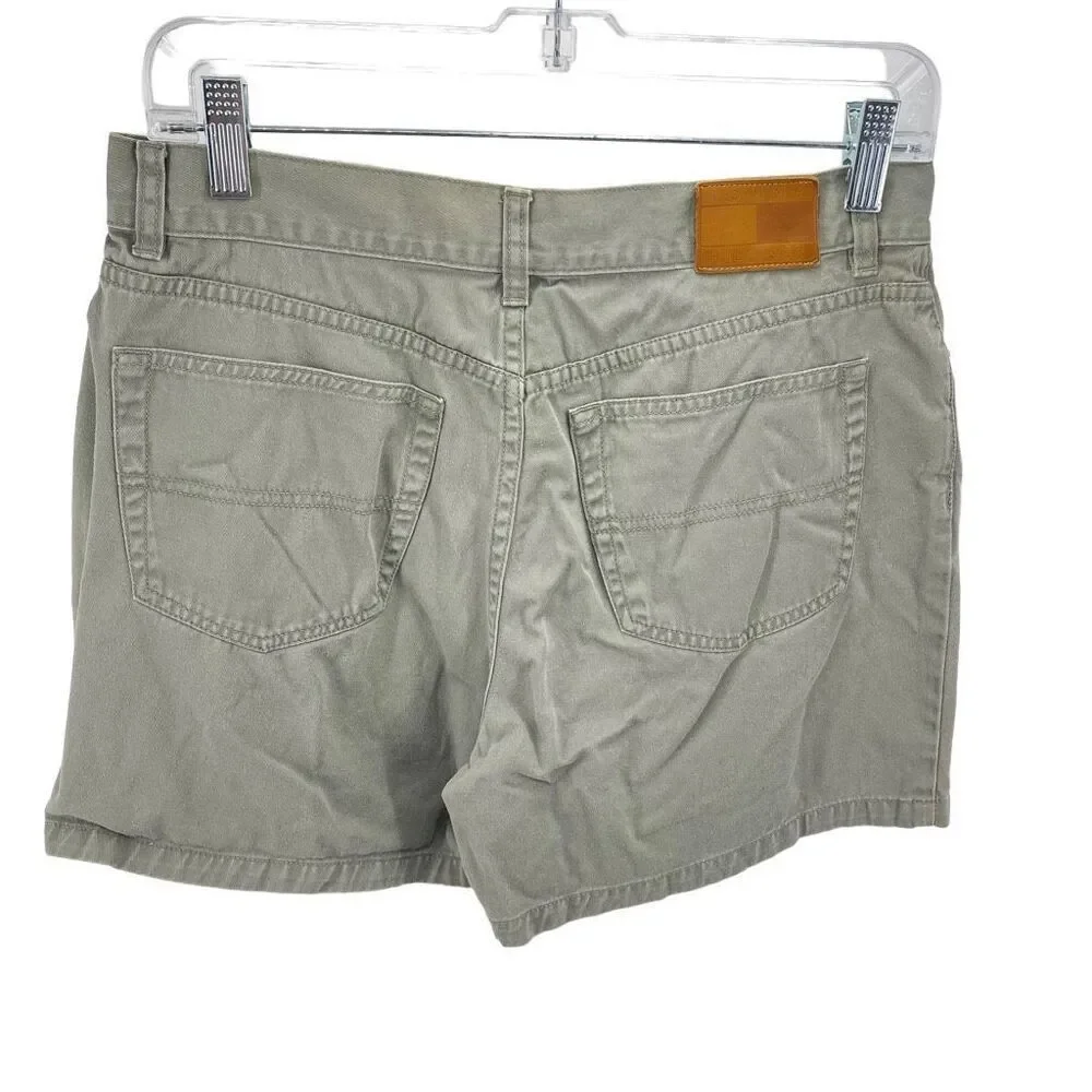 Tommy Hilfiger Womens Chino Shorts Mid Rise 100% Cotton Mid Rise olive green Siz